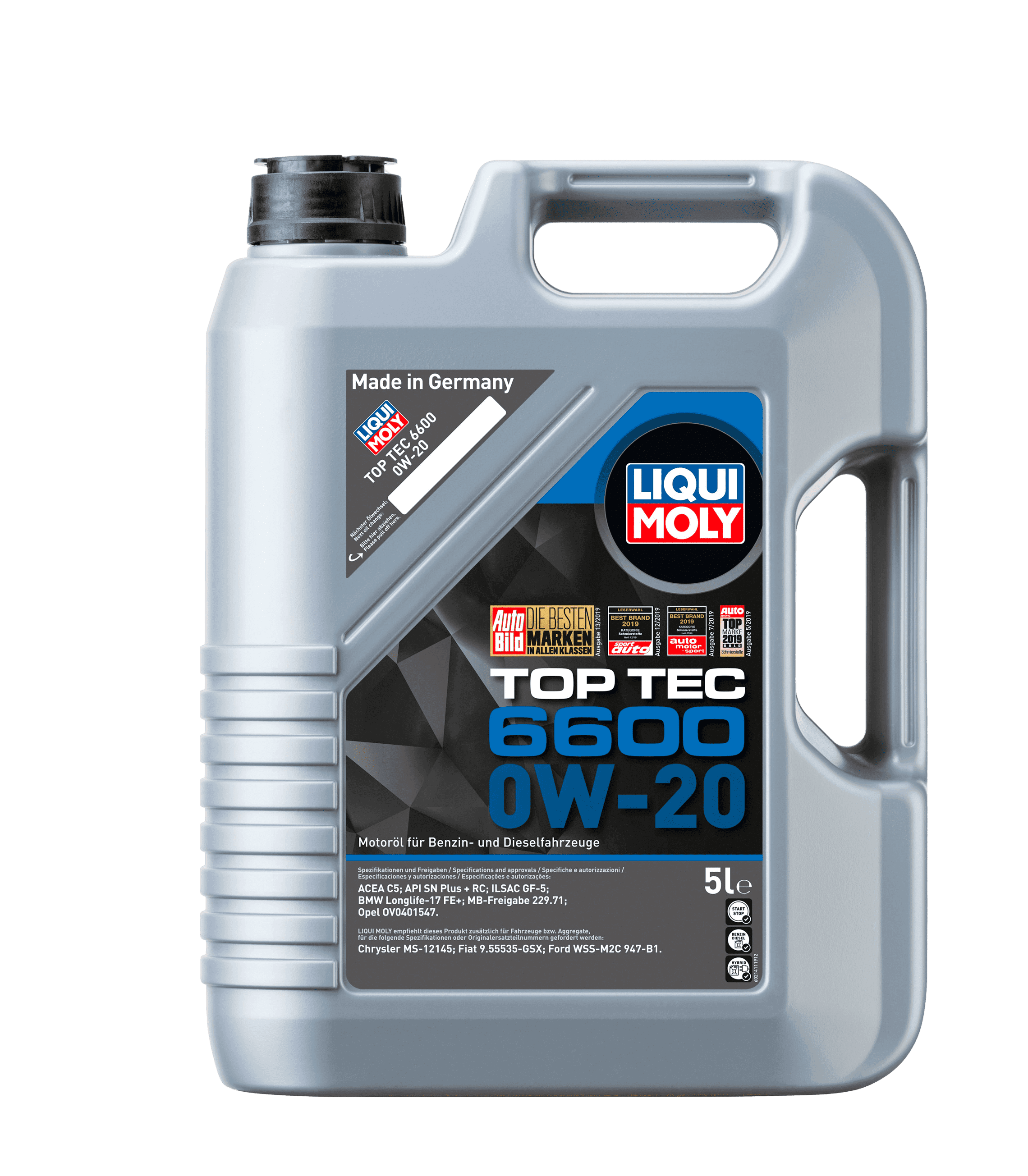 Моторное масло Liqui Moly Top Tec 6600 0W-20, 5л